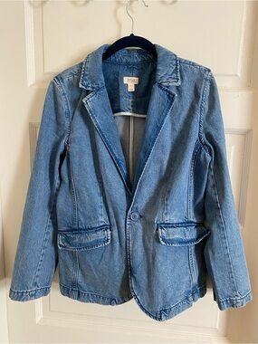a.n.a Light Blue Denim Blazer Jacket